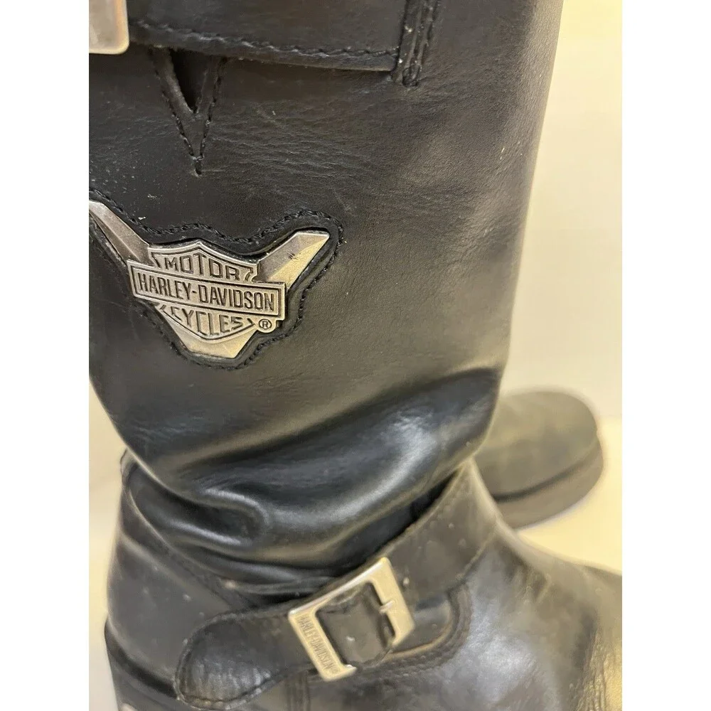 HARLEY DAVIDSON Mega Conductor Engineer Motorcycle Men’s 9.5 W Boots Silver Logo